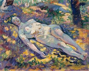 Dormeuse nue dans la clairiere