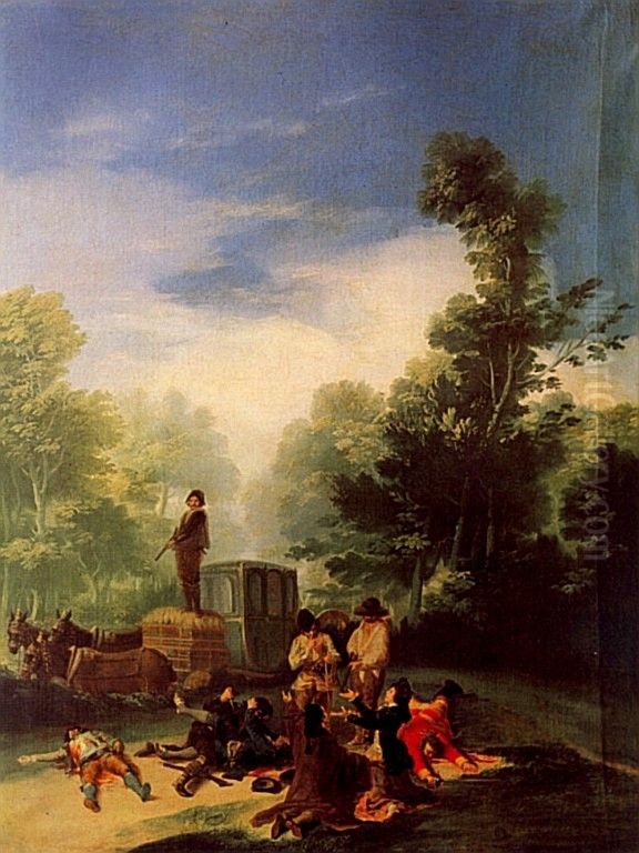 Attack on a Coach Oil Painting by Francisco Goya Fuendetodos