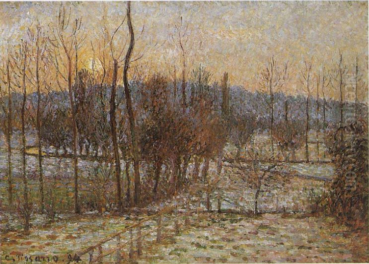 Schnee, Sonnenuntergang, Eragny Oil Painting by Camille Pissarro