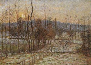 Schnee, Sonnenuntergang, Eragny