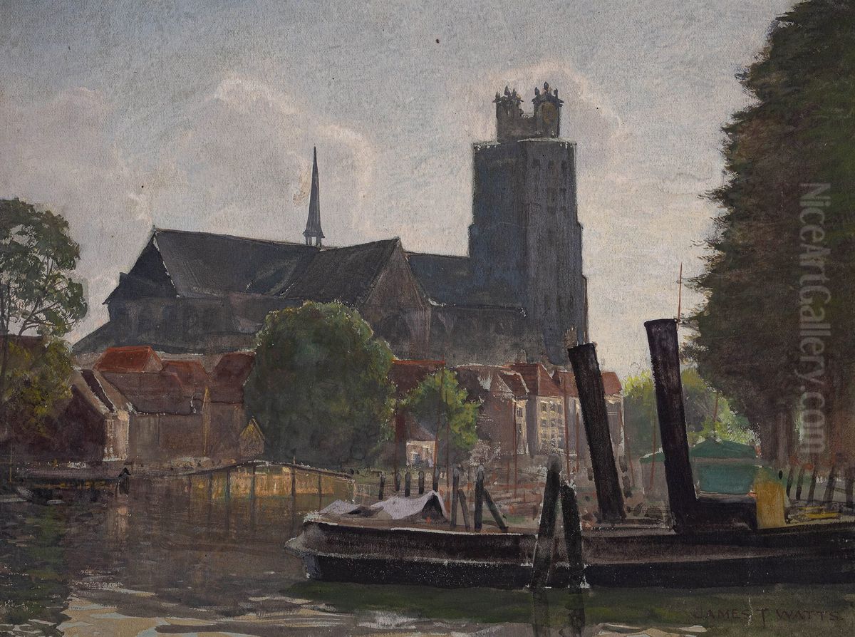 Grote Kerk, Dordrecht Oil Painting by James Thomas Watts