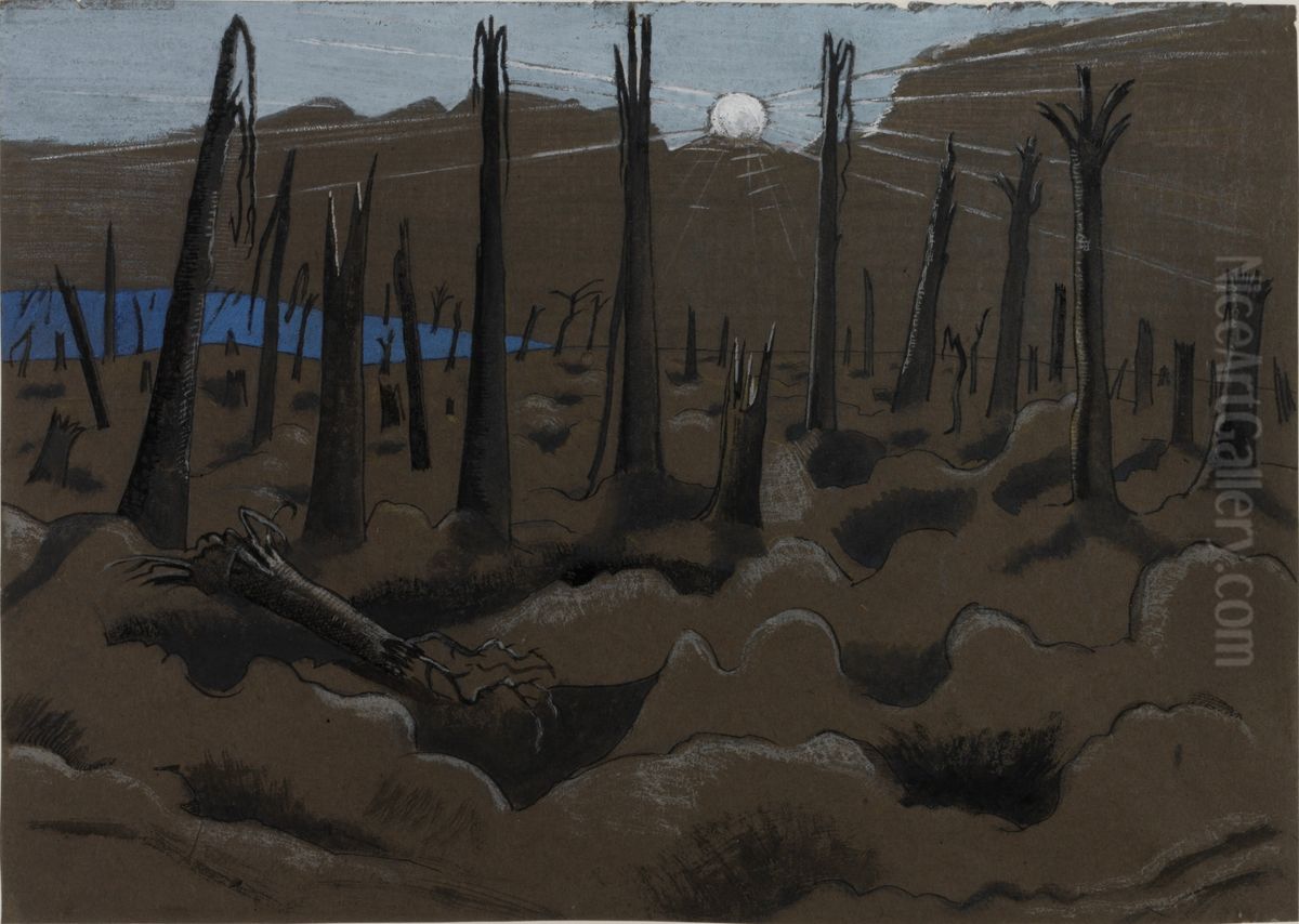 Sunrise, Inverness Copse Oil Painting by Paul Nash