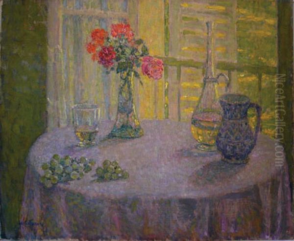 Le Bouquet Devant la Fenetre Oil Painting by Henri Le Sidaner
