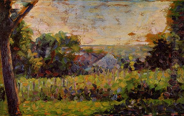 Vers le bourg Oil Painting by Georges Seurat