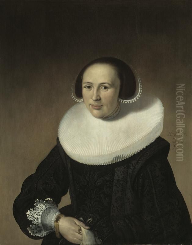 Portrait of Alida Pietersdr Scharlaken, 1637 Oil Painting by Paulus Lesire