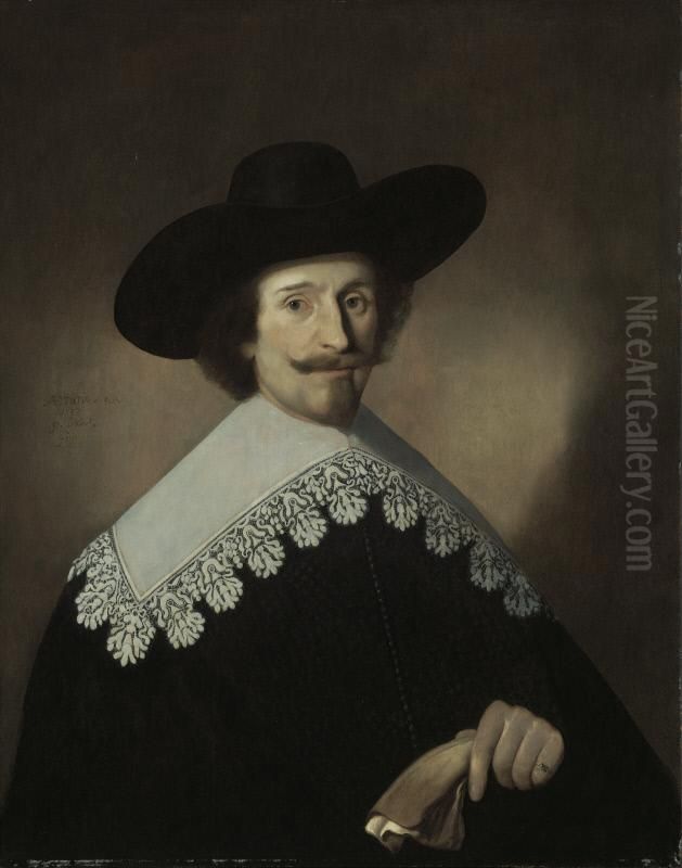 Portrait of Reynier Johansz. Strik, Aged 32, 1637 Oil Painting by Paulus Lesire