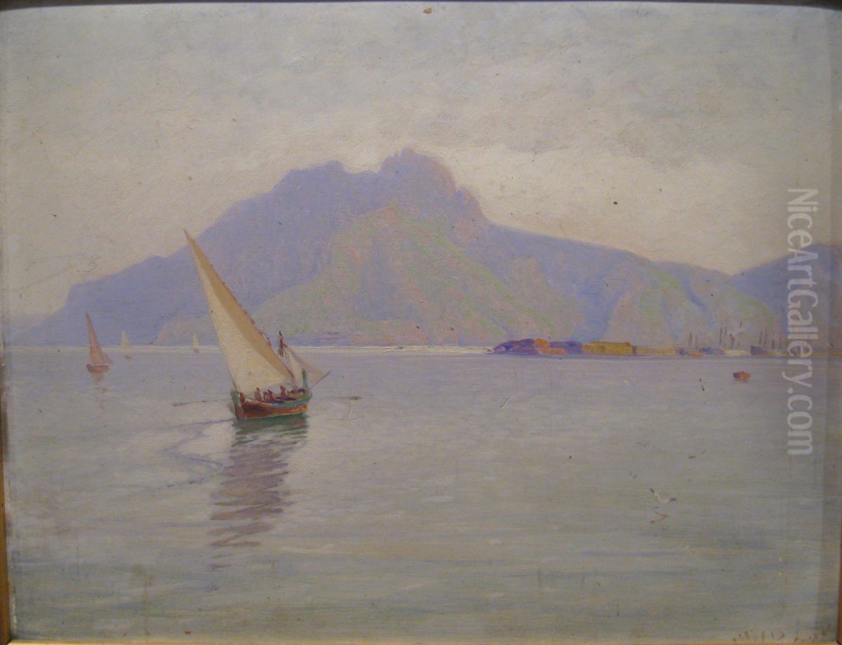 Palermo harbour Oil Painting by Carl Wilhelm Bockmann Barth