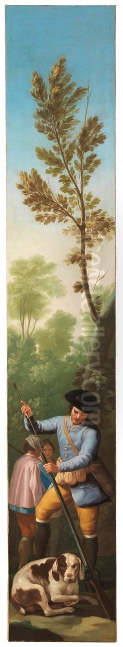 Hunter loading his rifle Oil Painting by Francisco Goya Fuendetodos