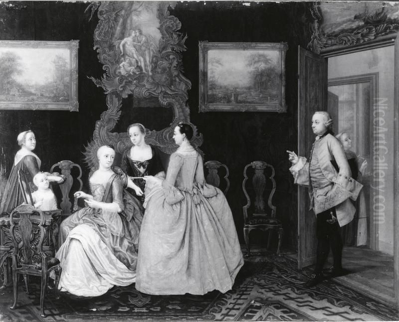 Portrait of an unknown family Oil Painting by Elisabeth Geertruida Wassenbergh