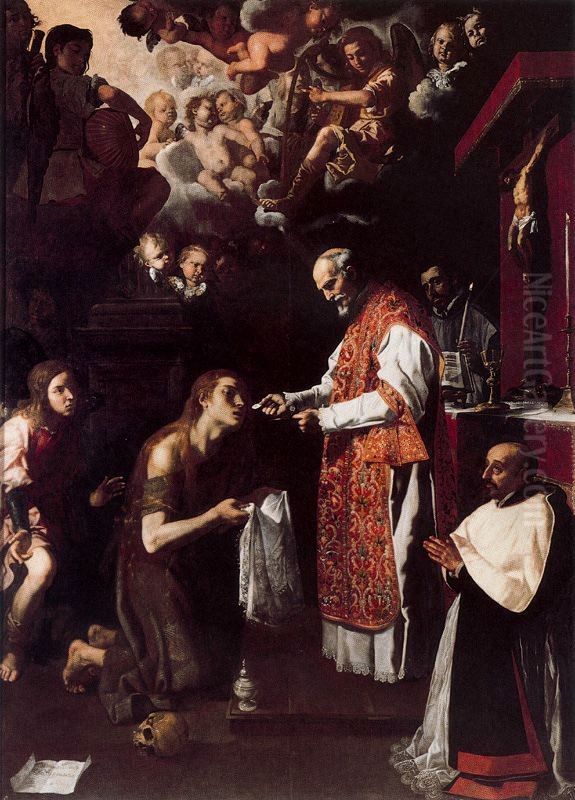 Ultima comunio de la Magdalena Oil Painting by Jeronimo Jacinto De Espinosa