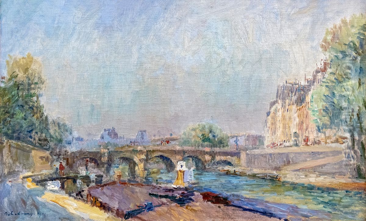 The Pont Neuf and the SeineFrancais:Le Pont Neuf et la SeineItaliano:Il Pont Neuf e la Senna Oil Painting by Albert Lebourg