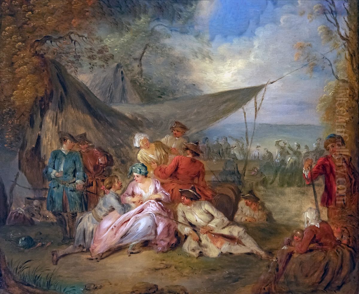 Personnages sous une tente Oil Painting by Jean-Baptiste Pater