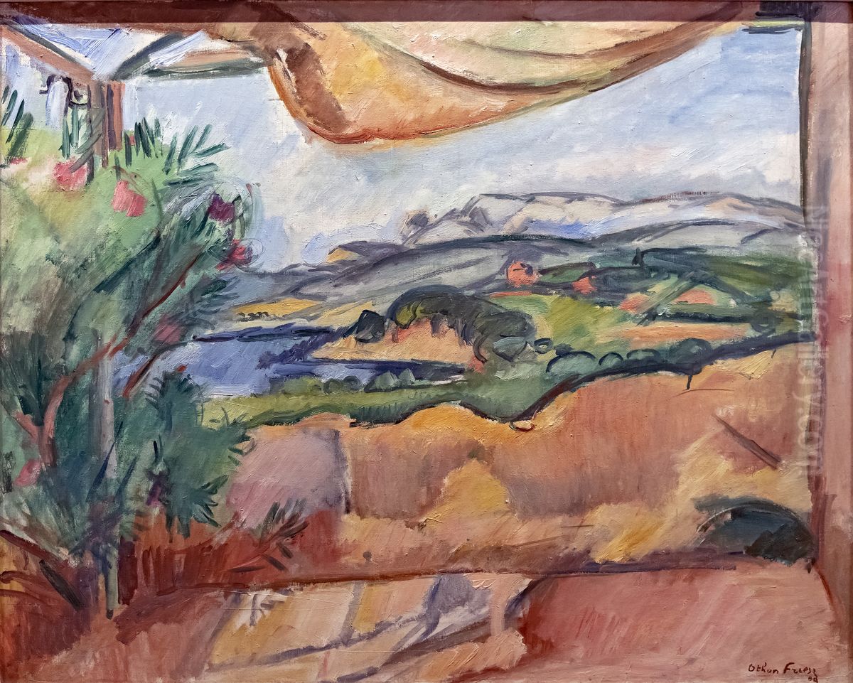 Landscape on the terraceFrancais:Paysage sur la terrasseItaliano:Paesaggio sulla terrazza Oil Painting by Othon Friesz