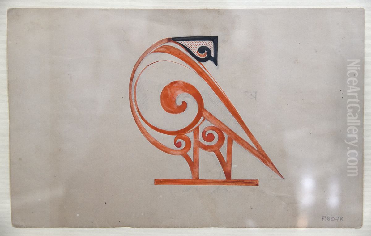 Design Alphabet in Bengali - in the shape of a bird Oil Painting by Abanindranath Tagore