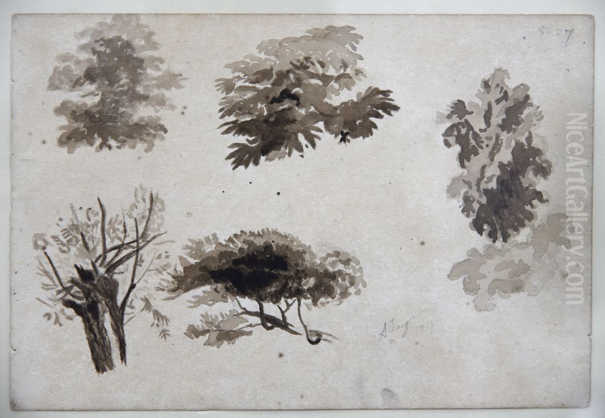 Study of trees Oil Painting by Abanindranath Tagore