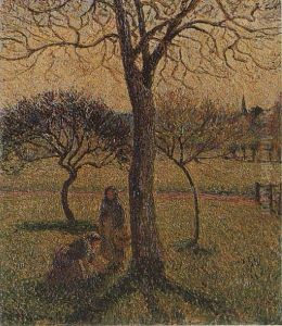 Bauerinnen bei einem Walnussbaum