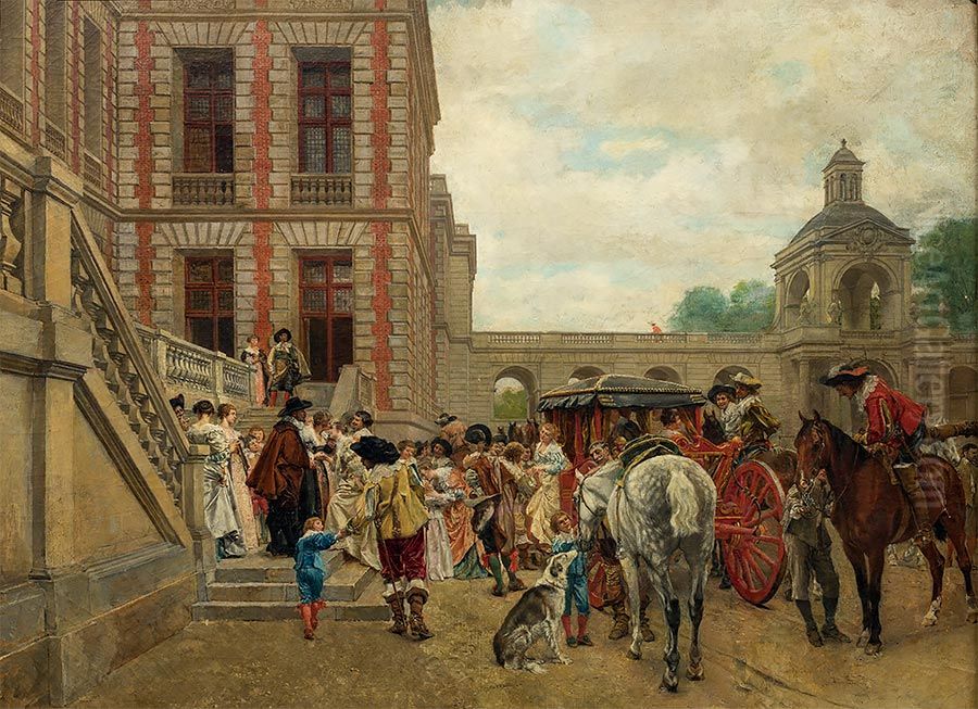 Arrival at the castle Oil Painting by Jean-Louis-Ernest Meissonier