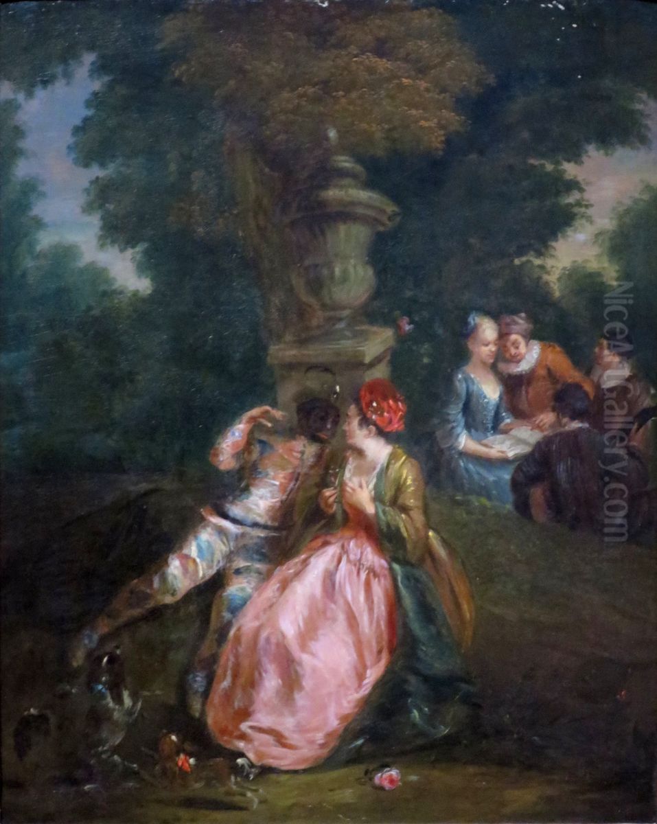 Harlequin and Columbine Oil Painting by Jean-Baptiste Pater