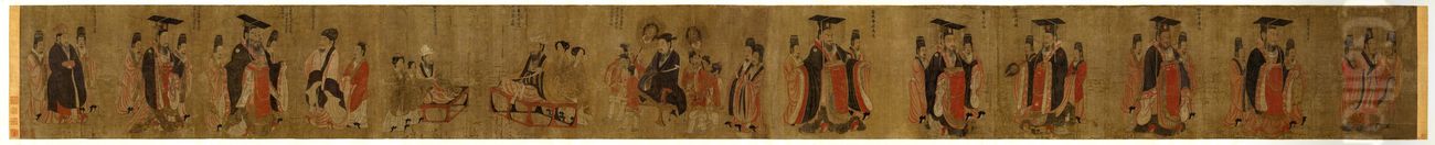 Thirteen Emperors Scroll Oil Painting by Yan Liben