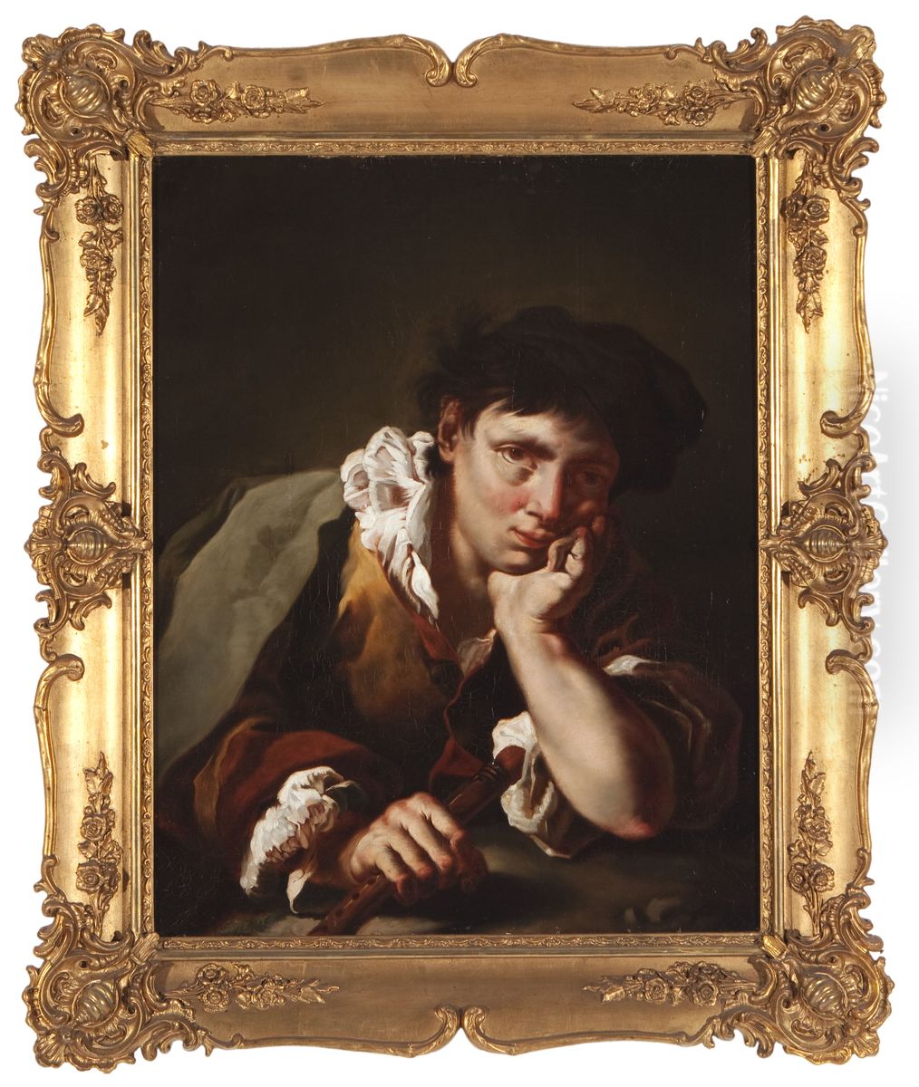 Huilunsoittaja (fi); Flute-Player (en); Flojtisten (sv) Oil Painting by unknown