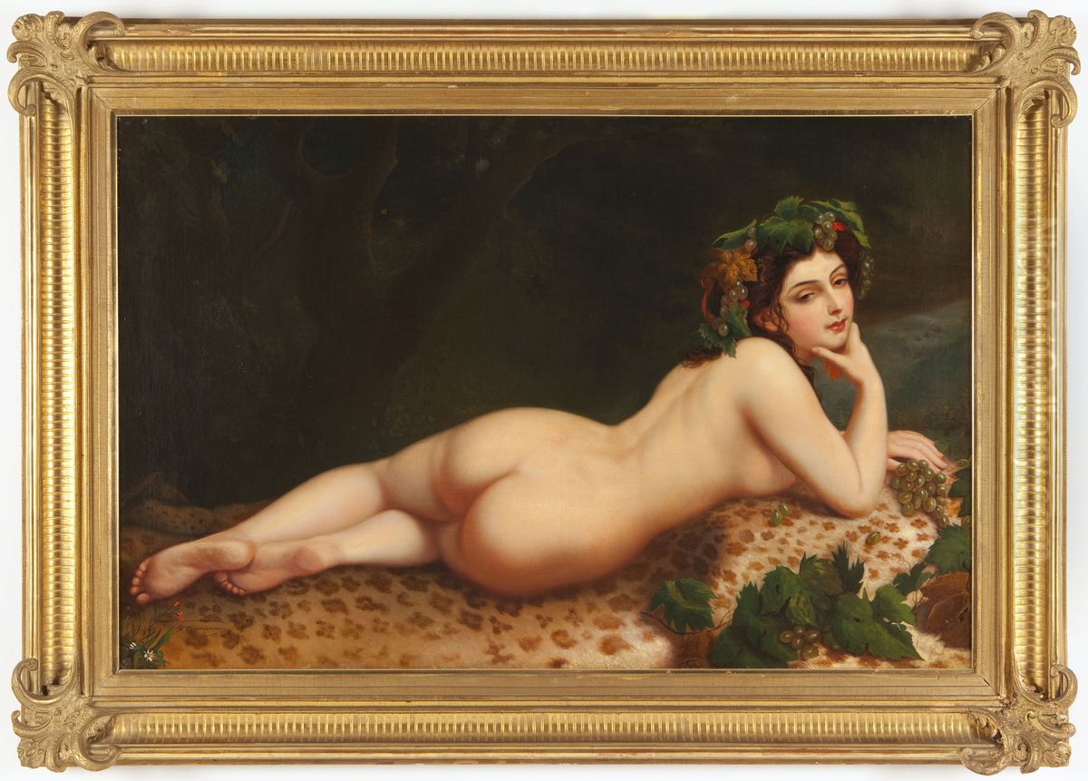 Makaava alaston nainen (fi); Reclining Nude (en); Liggande naken (sv) Oil Painting by unknown