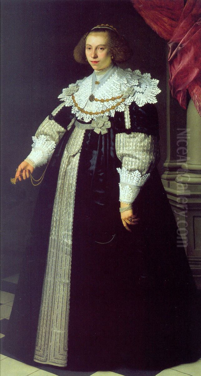 Catharina Hooft (1618-1691), Ehefrau des Cornelis de Graeff Oil Painting by Nicolaes Eliaszoon Pickenoy