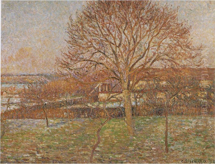 Le Grand Noyer, gelee blanche, Eragny Oil Painting by Camille Pissarro