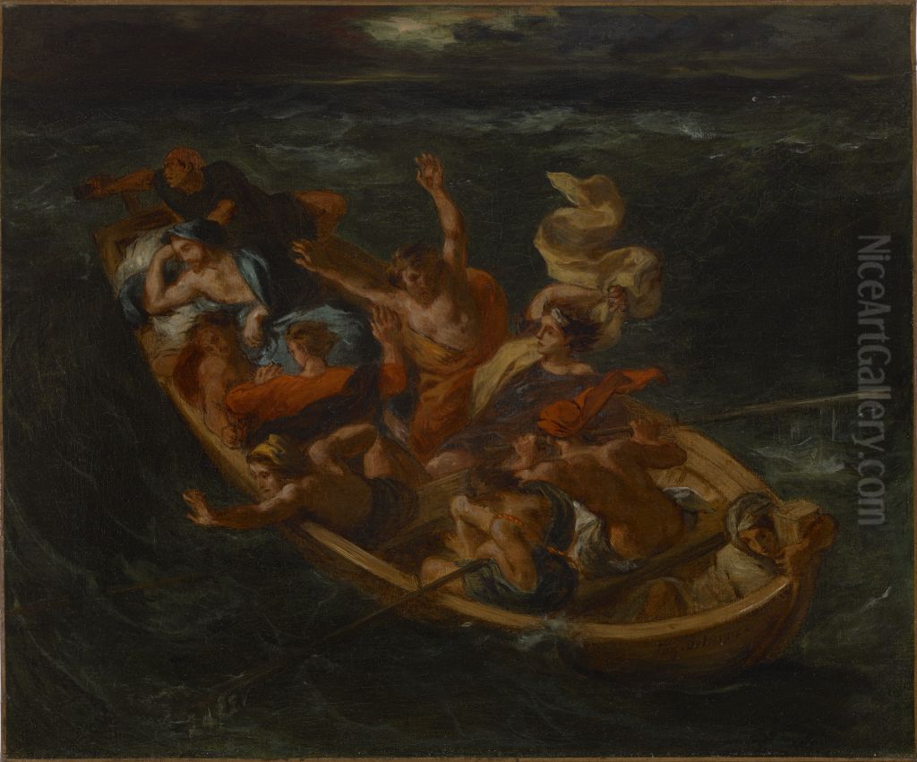 Christ on the Lake of Genesareth Oil Painting by Eugene Delacroix