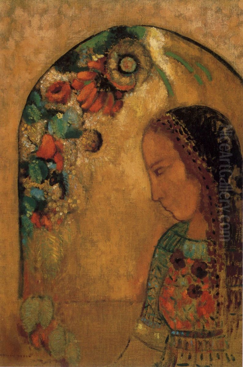 Lady of the Flowers] Oil Painting by Odilon Redon