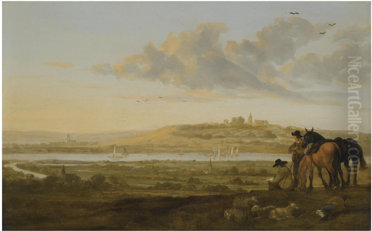 An artist sketching, near Elten Oil Painting by Aelbert Cuyp