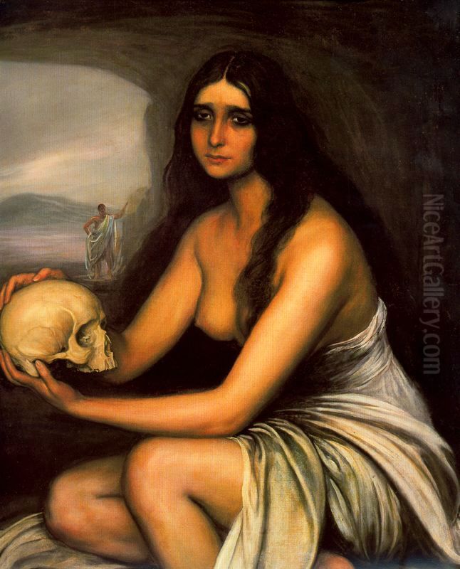 Magdalena Oil Painting by Julio Romero De Torres