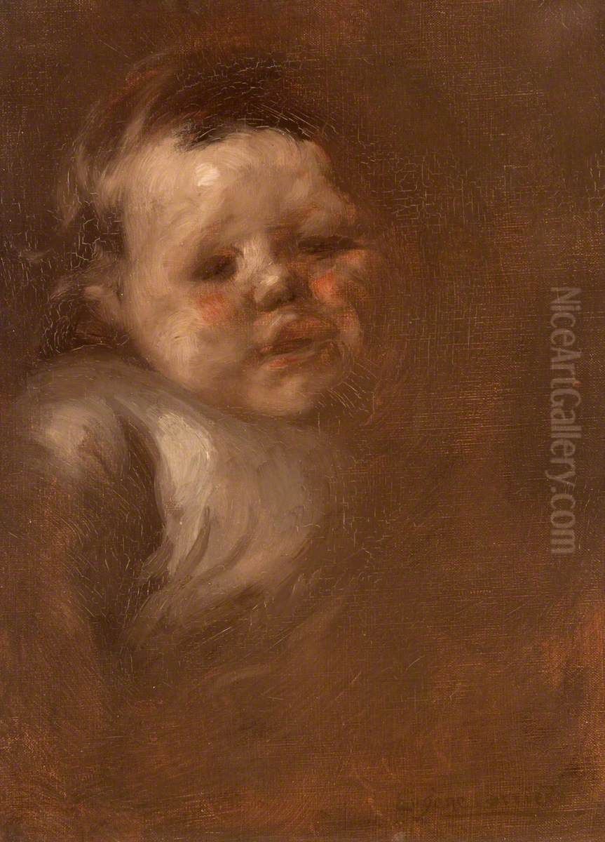 Tete de bebe Oil Painting by Eugene Carriere
