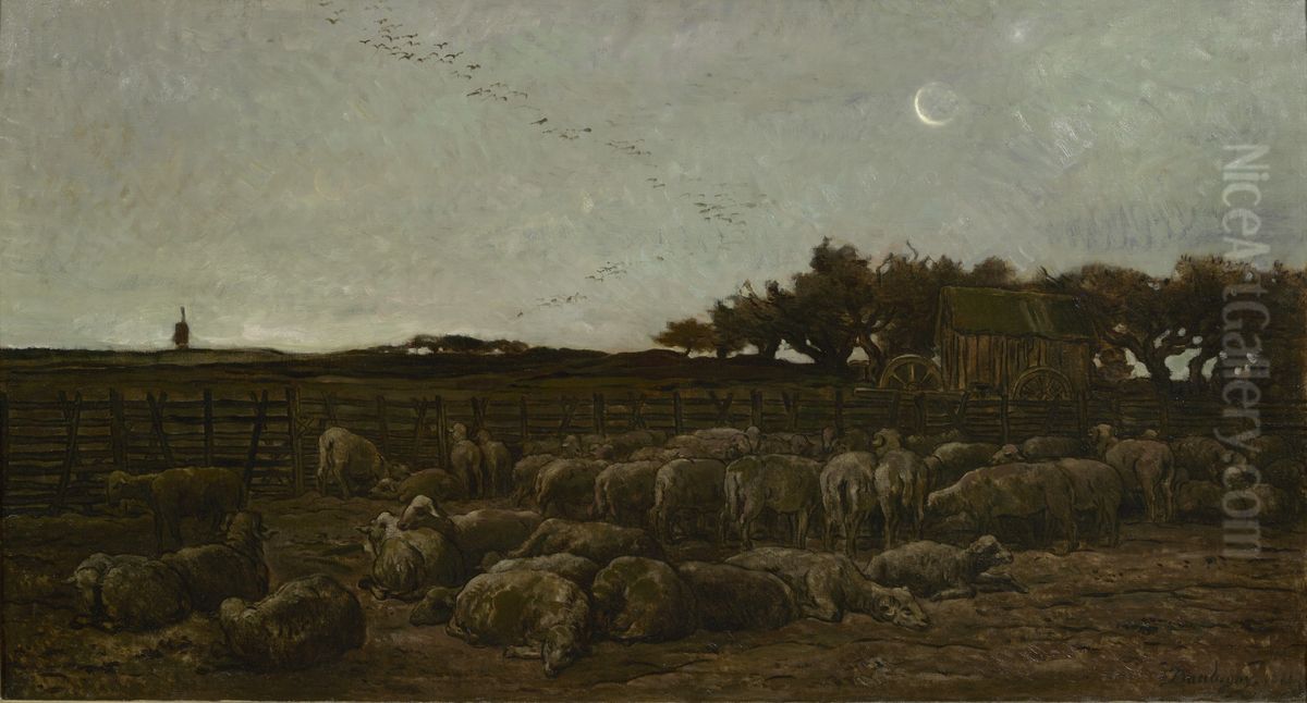 Sheepfold at daybreak Oil Painting by Charles-Francois Daubigny