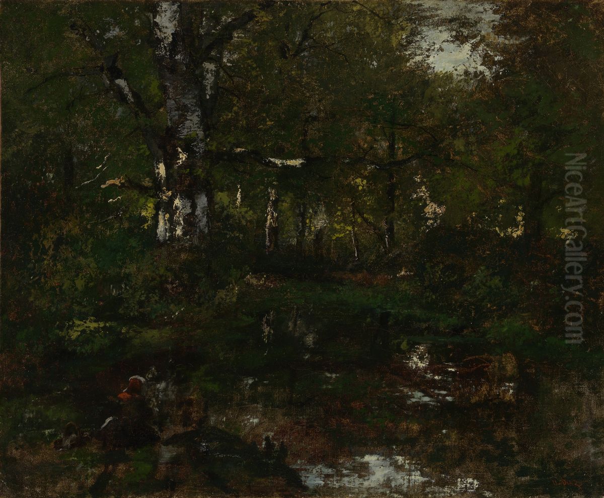 The pool Oil Painting by Narcisse Virgilio Diaz