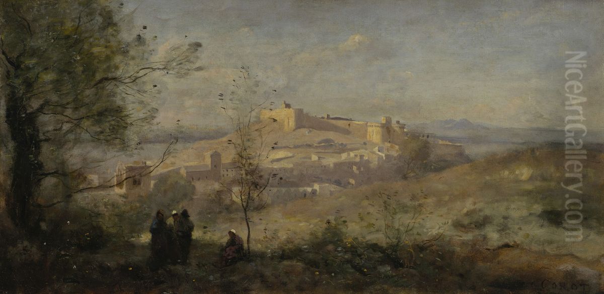 Villeneuve-les-Avignon, Fort Saint Andre Oil Painting by Jean-Baptiste Camille Corot