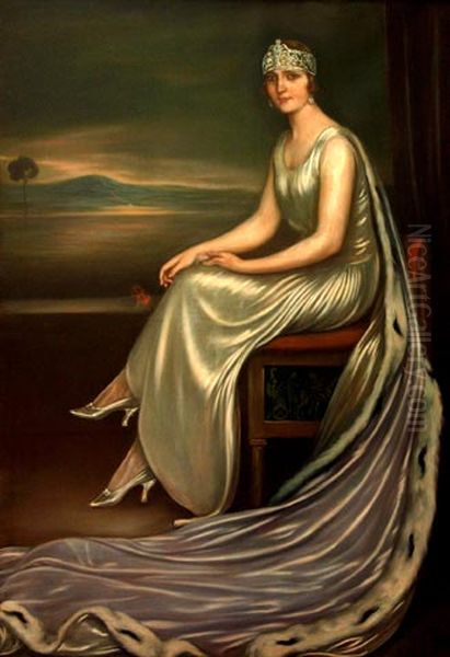 La condesa de Colomera Oil Painting by Julio Romero De Torres