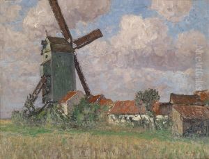 Windmill and Village in Belgium