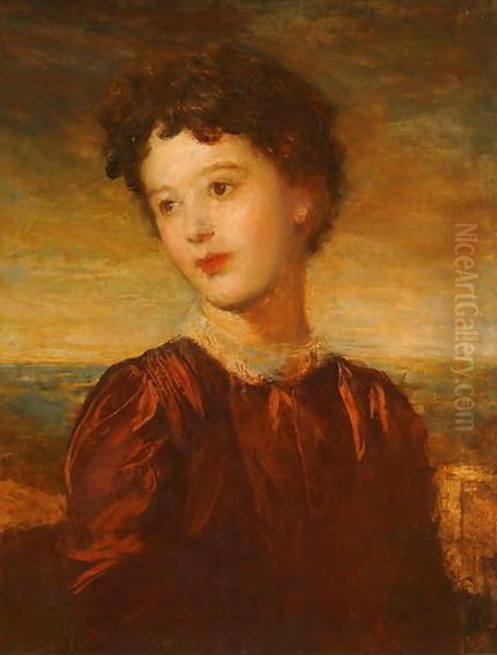 Laura Gurney (later Lady Troubridge) Oil Painting by George Frederic Watts