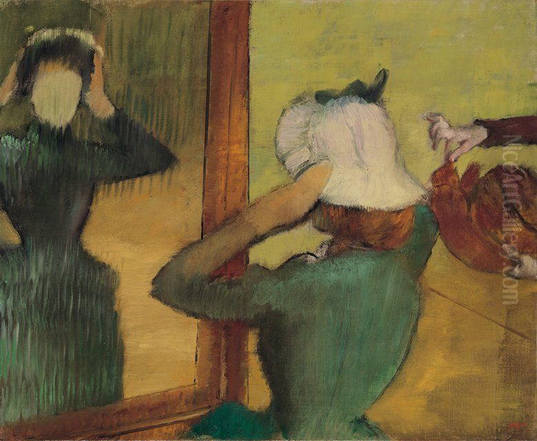At the Milliner Oil Painting by Edgar Degas