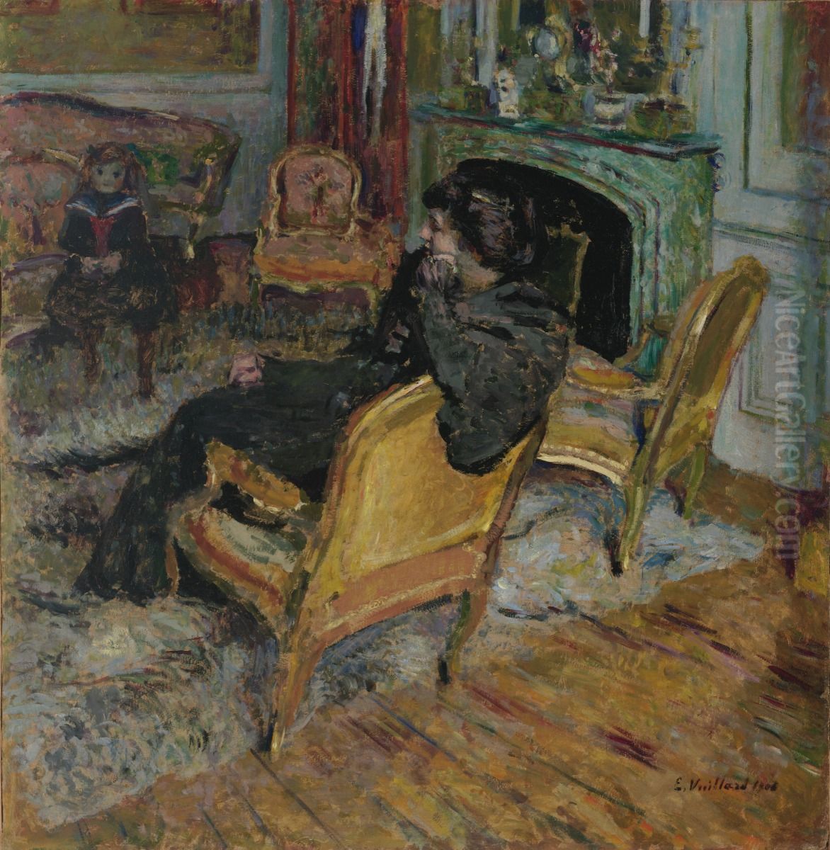 The Gilded Chair, Madame Georges Feydeau and her Son Oil Painting by Jean-Edouard Vuillard