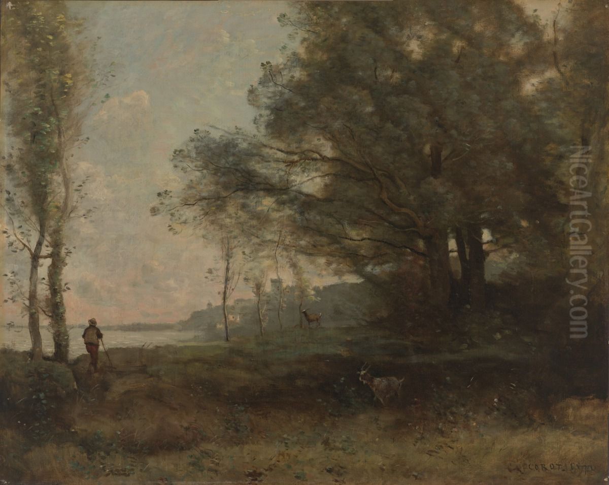 The Goatheard Beside the Gulf Oil Painting by Jean-Baptiste Camille Corot