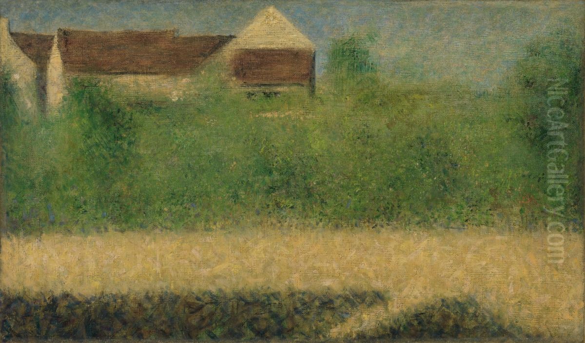 Houses and Garden Oil Painting by Georges Seurat
