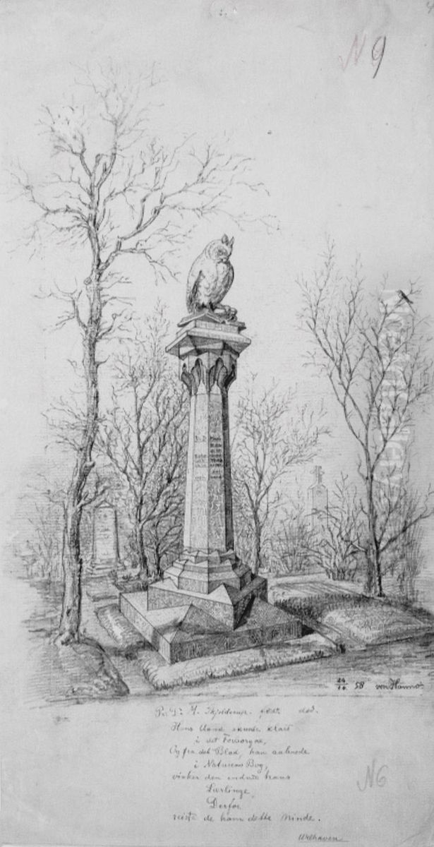 Professor Michael Skjeldrups gravmonument pa Var Frelsers Gravlund Oil Painting by Wilhelm von Hanno