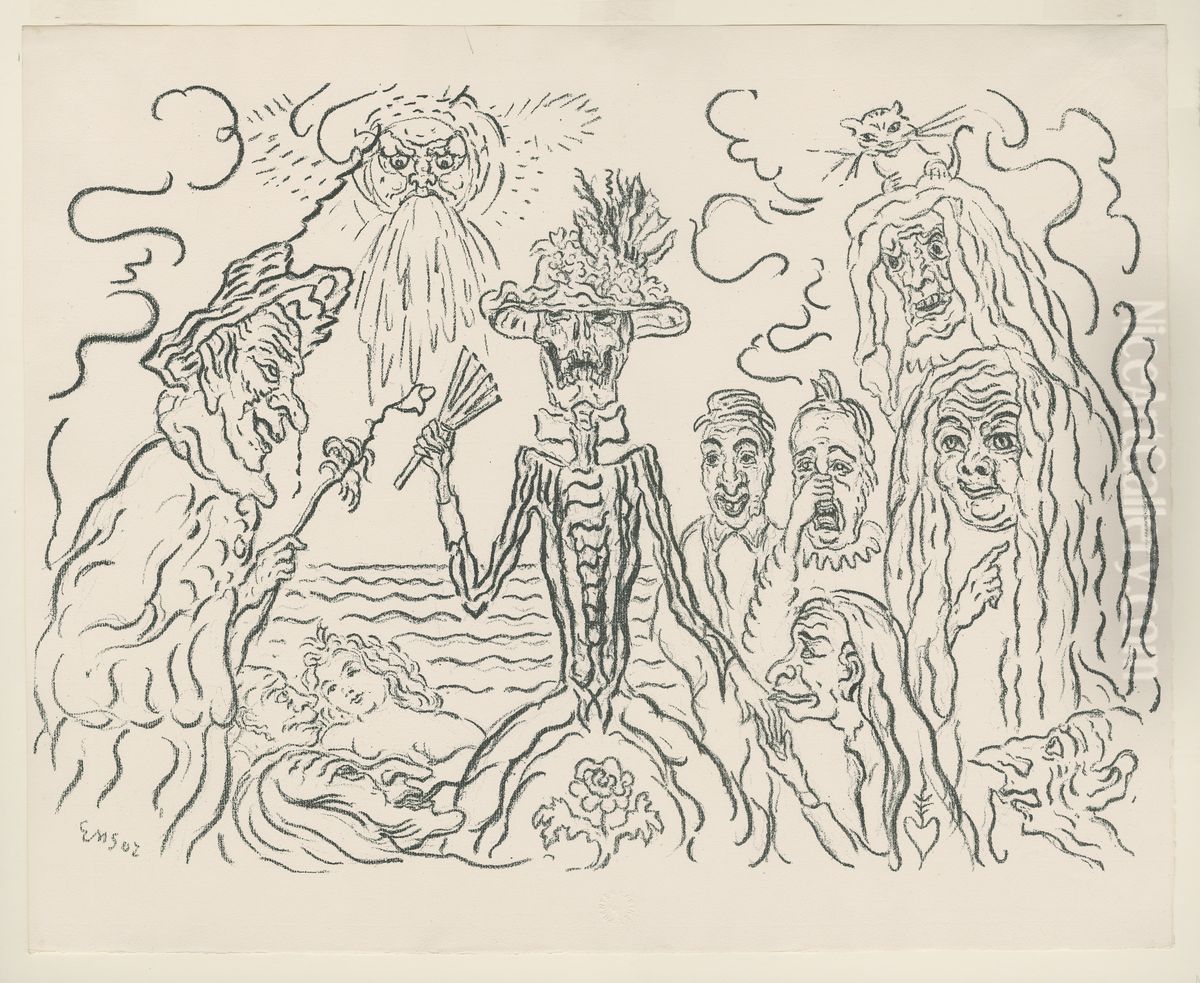 Les masques Oil Painting by James Ensor