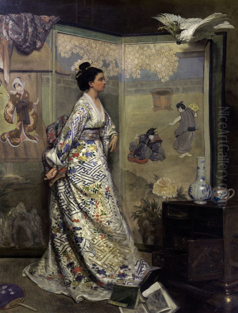 The admirer of Japan Oil Painting by Gustave Leonard de Jonghe