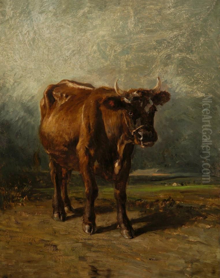The Red Cow Oil Painting by Constant Troyon