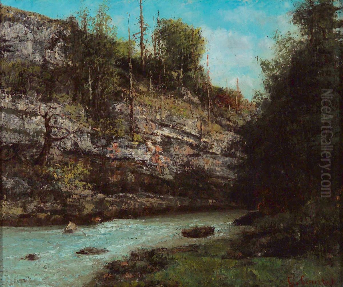 A Mountain Stream Oil Painting by Gustave Courbet