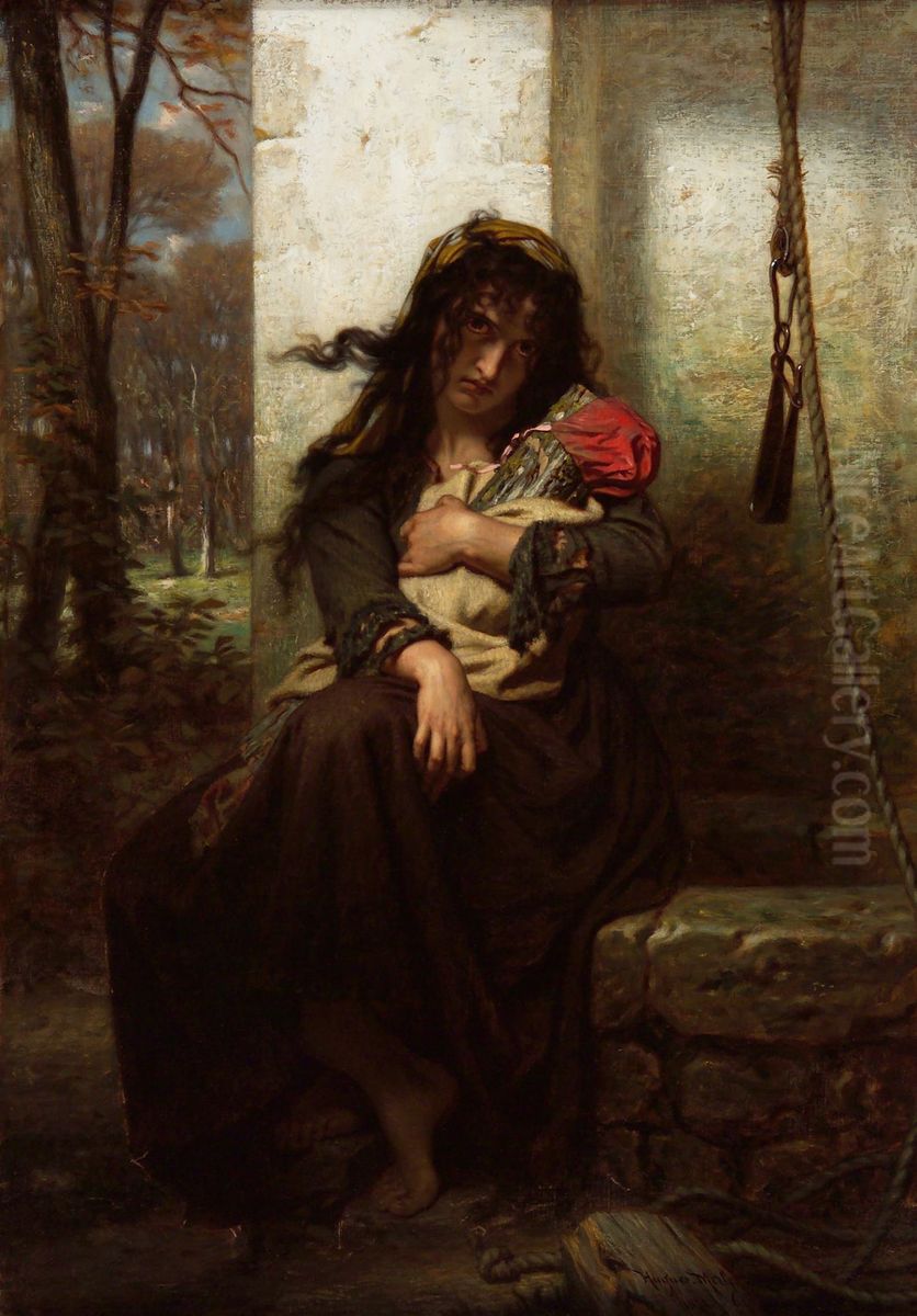 The Lunatic Oil Painting by Hugues Merle