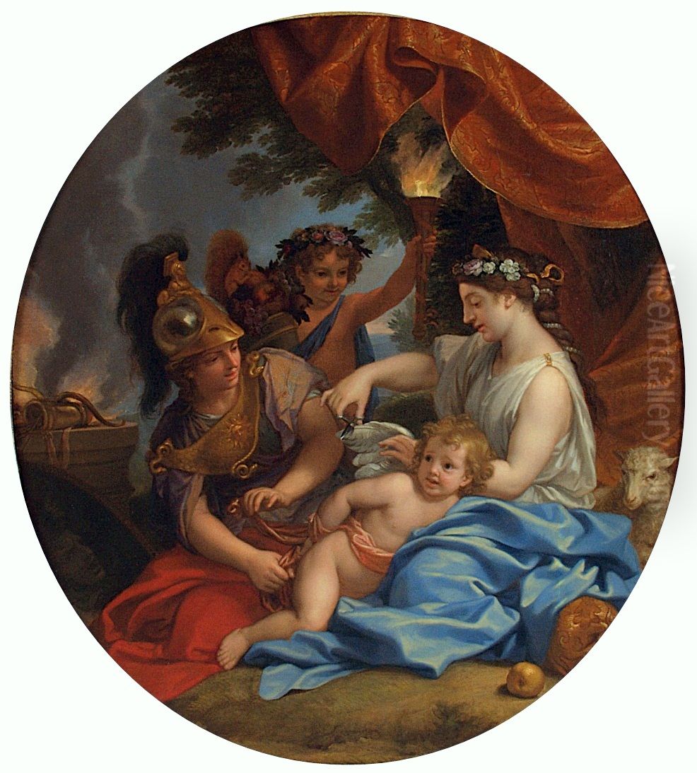 Venus Clipping Cupid's Wings Oil Painting by Charles Le Brun