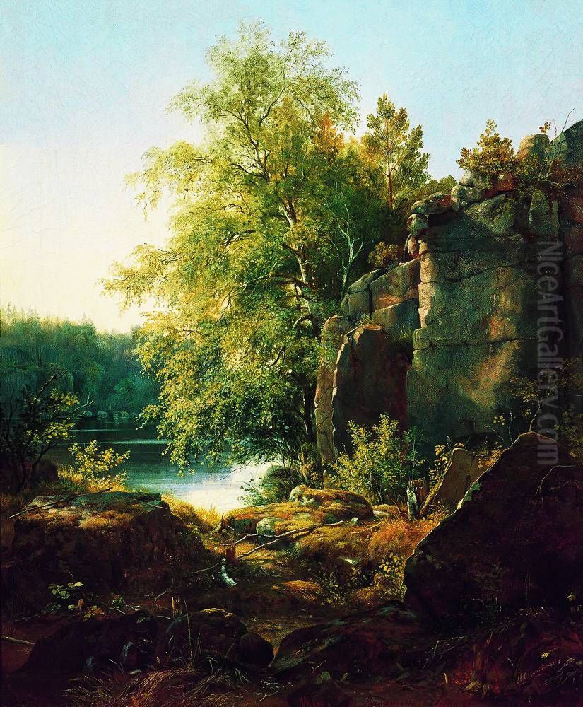 View on the island of Valaam Oil Painting by Ivan Shishkin